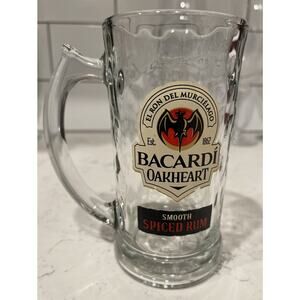 Bacardi Oakheart Smooth Spiced Rum Mug/ Glass 6" Mint Condition! Rare!